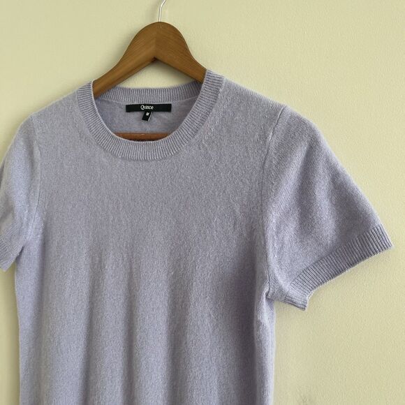 QUINCE Mongolian Cashmere Tee Short Sleeve Sweater S M Lilac Quiet Luxury Preppy - Picture 8 of 9